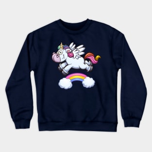 Unicorn flying over rainbow Crewneck Sweatshirt